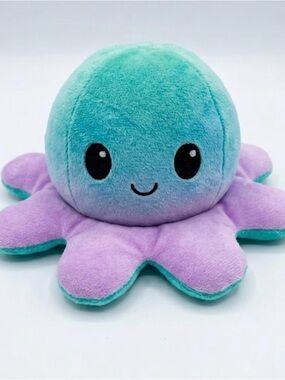 Plush Reversible Octopus Stuffed Toy Sad Happy Stuffed Animal Kids TeeTurtle